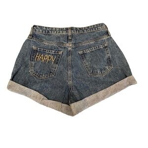 WILD FABLE Highest Rise Mom Shorts, HAPPY Stitched on Back Pocket, Boho Festival